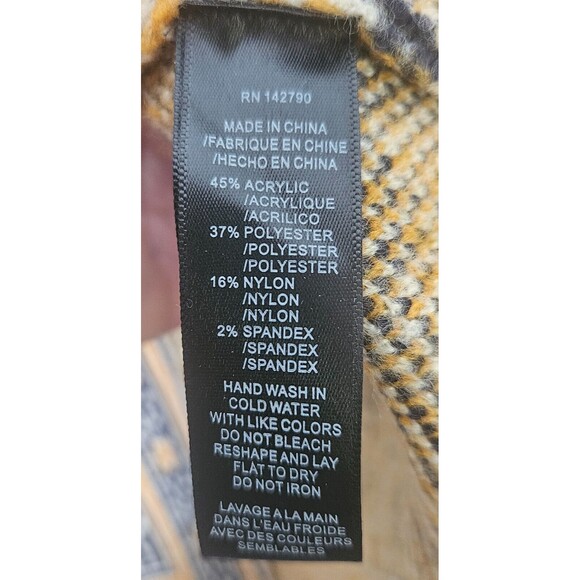 MAXSPORT Sweater Coat Med Navy Gold Floral Nordic Scandinavian Open Front Thick - Picture 7 of 7